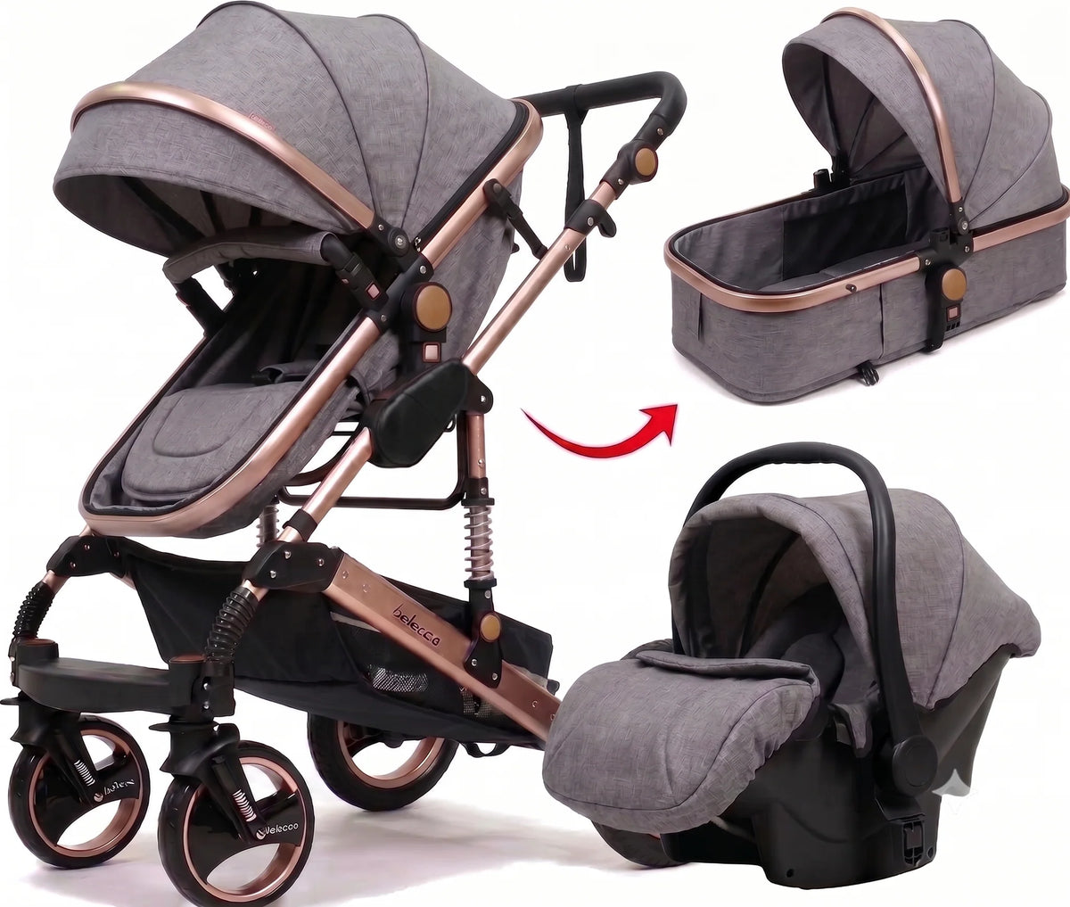 Belecoo Q3 Baby Stroller 3 In 1